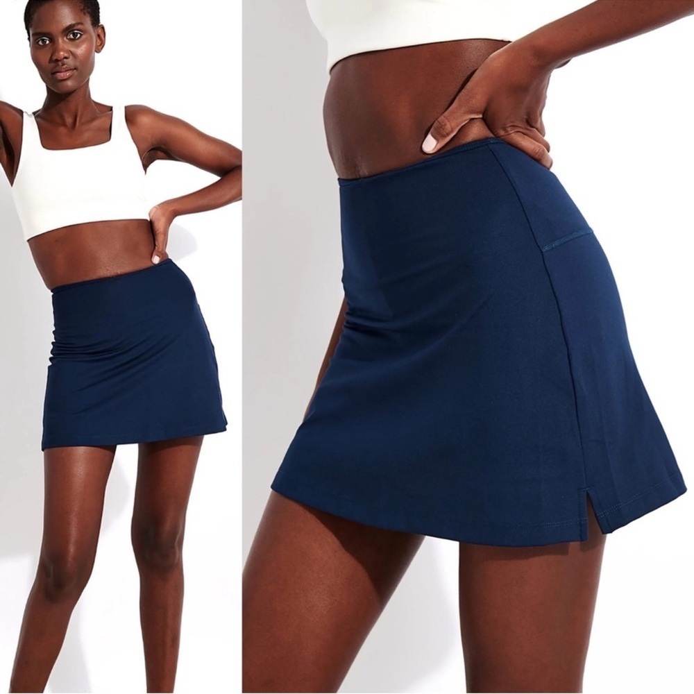 Girlfriend Collective High Rise Sport Skort Midnight Navy Blue Medium